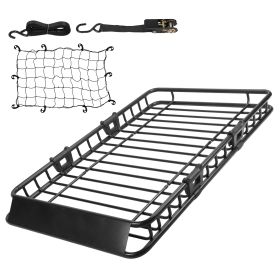 63x39x6.3in Universal Roof Rack Cargo Carrier Car Top Luggage Holder Basket with Hook Strap Elastic Net