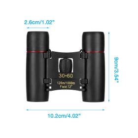Binoculars 30x60 Zoom Travel Compact Folding Telescope Hunting Day Night Outdoor Small Pocket Binoculars Compact Adults