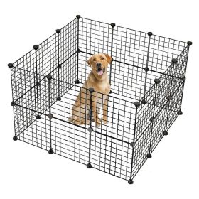 Pet Playpen, Small Animal Cage Indoor Portable Metal Wire Yard Fence for Small Animals, Guinea Pigs, Rabbits Kennel Crate Fence Tent Black 24pcs (And