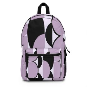 Backpack - Large Water-resistant Bag, Geometric Lavender And Black Pattern