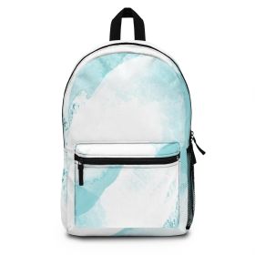 Backpack - Large Water-resistant Bag, Subtle Abstract Ocean Blue And White Print