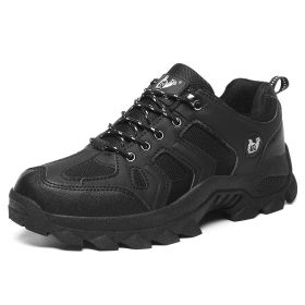 Waterproof Mens Hiking Sneakers Mountain Climbing Shoes Men Outdoor Trekking Sport Shoes Men Non-Slip Hunting Trekking Boots (Color: Black, size: 46)
