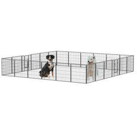 32" Outdoor Fence Heavy Duty Dog Pens 24 Panels Temporary Pet Playpen with Doors (Color: as Pic)